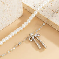 Thumbnail for Elegant Layered Bowknot Pendant Pearl Chain Bracelet - ArtGalleryZen