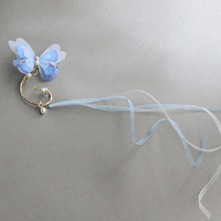 Thumbnail for Elegant Layered Butterfly Pearl Long Chain Ribbon Elf Ear Cuff Wrap Earring - ArtGalleryZen