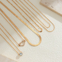 Thumbnail for Elegant Layered CZ Inlaid Heart Pendant Snake Chain Necklace Set - ArtGalleryZen