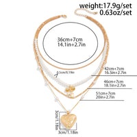 Thumbnail for Elegant Layered Floral Heart Bowknot Pendant Pearl Chain Necklace