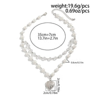 Thumbnail for Elegant Layered Floral Heart Pendant Crystal Pearl Chain Necklace