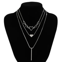 Thumbnail for Elegant Layered Heart Bar Pendant Chain Necklace Set - ArtGalleryZen