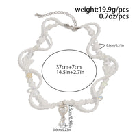 Thumbnail for Elegant Layered Heart Crystal Charm Pearl Seed Bead Chain Necklace - ArtGalleryZen