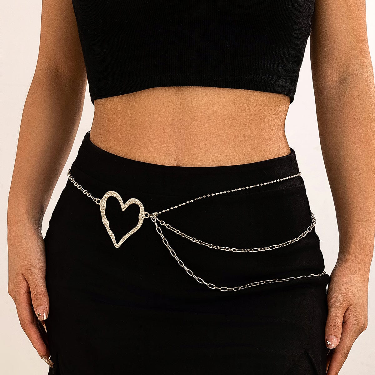 Elegant Layered Hollow Heart Charm Waist Chain