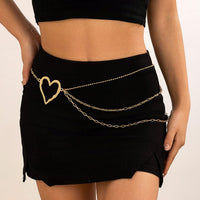 Thumbnail for Elegant Layered Hollow Heart Charm Waist Chain