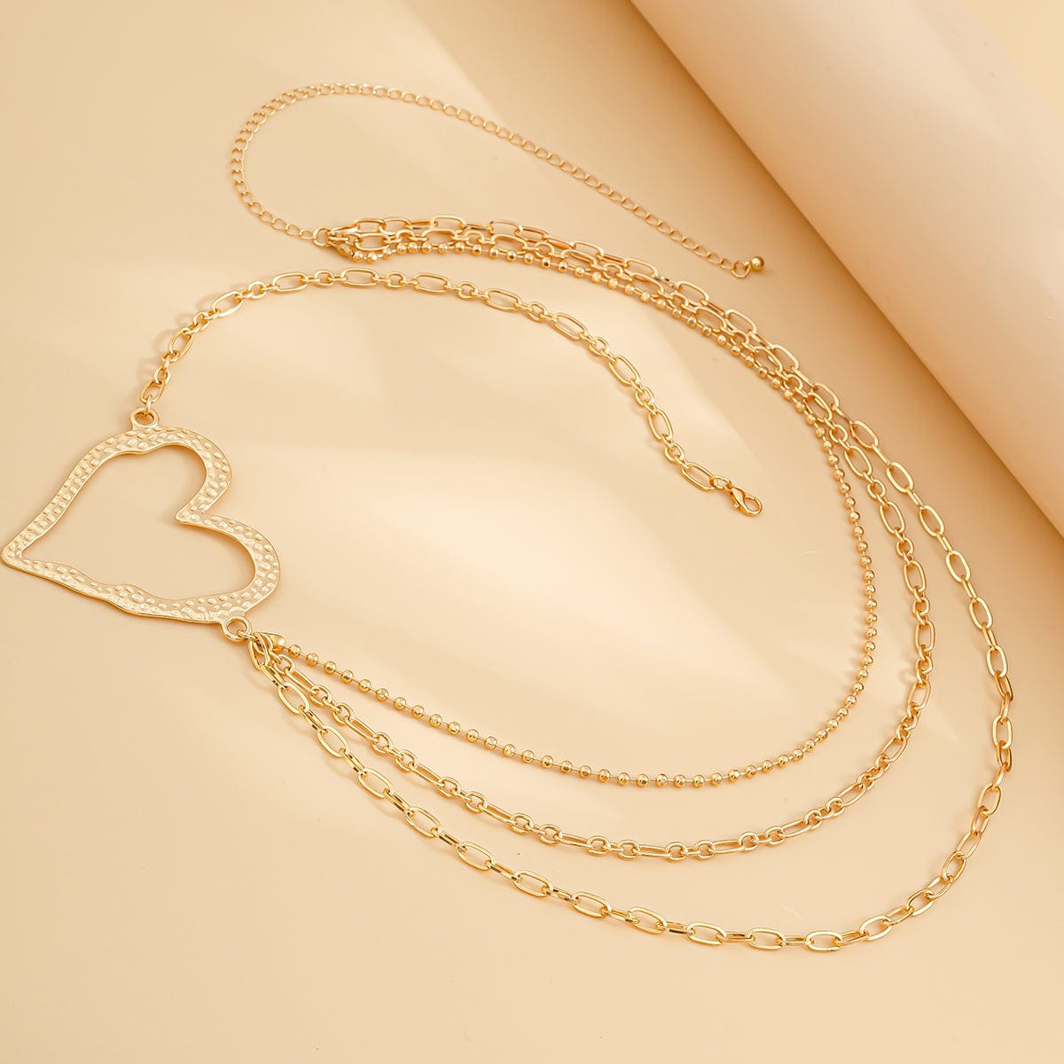 Elegant Layered Hollow Heart Charm Waist Chain