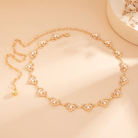 Thumbnail for Elegant Layered Hollow Heart Pearl Waist Chain - ArtGalleryZen