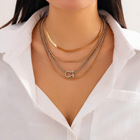 Thumbnail for Elegant Layered Horseshoe Charm Snake Box Chain Necklace Set