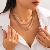 Thumbnail for Elegant Layered Horseshoe Charm Snake Box Chain Necklace Set