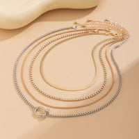 Thumbnail for Elegant Layered Horseshoe Charm Snake Box Chain Necklace Set