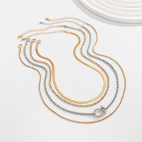 Thumbnail for Elegant Layered Horseshoe Charm Snake Box Chain Necklace Set