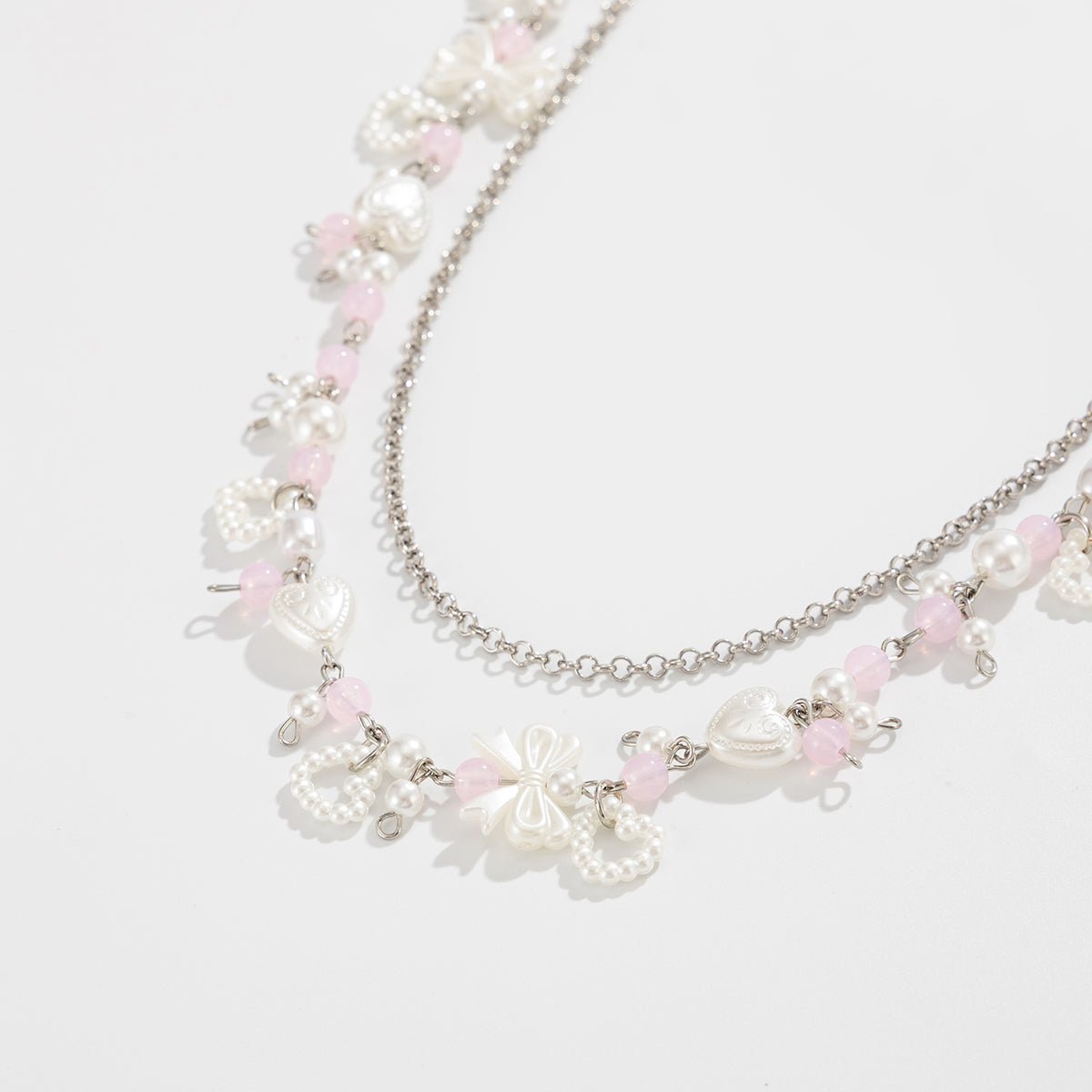 Elegant Layered Pearl Heart Glass Bead Trouser Chain - ArtGalleryZen