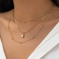 Thumbnail for Elegant Layered Rhinestone Inlaid Ball Chain Necklace Set - ArtGalleryZen