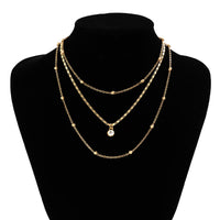 Thumbnail for Elegant Layered Rhinestone Inlaid Ball Chain Necklace Set - ArtGalleryZen