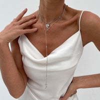 Thumbnail for Elegant Layered Rose Pearl Charm Long Chain Y Necklace - ArtGalleryZen