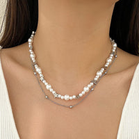 Thumbnail for Elegant Layered Star Pearl Chain Beaded Necklace Set - ArtGalleryZen