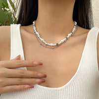 Thumbnail for Elegant Layered Star Pearl Chain Beaded Necklace Set - ArtGalleryZen