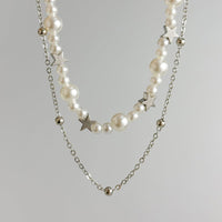 Thumbnail for Elegant Layered Star Pearl Chain Beaded Necklace Set - ArtGalleryZen