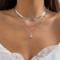 Thumbnail for Elegant Layered Star Pendant Snake Chain Necklace Set - ArtGalleryZen