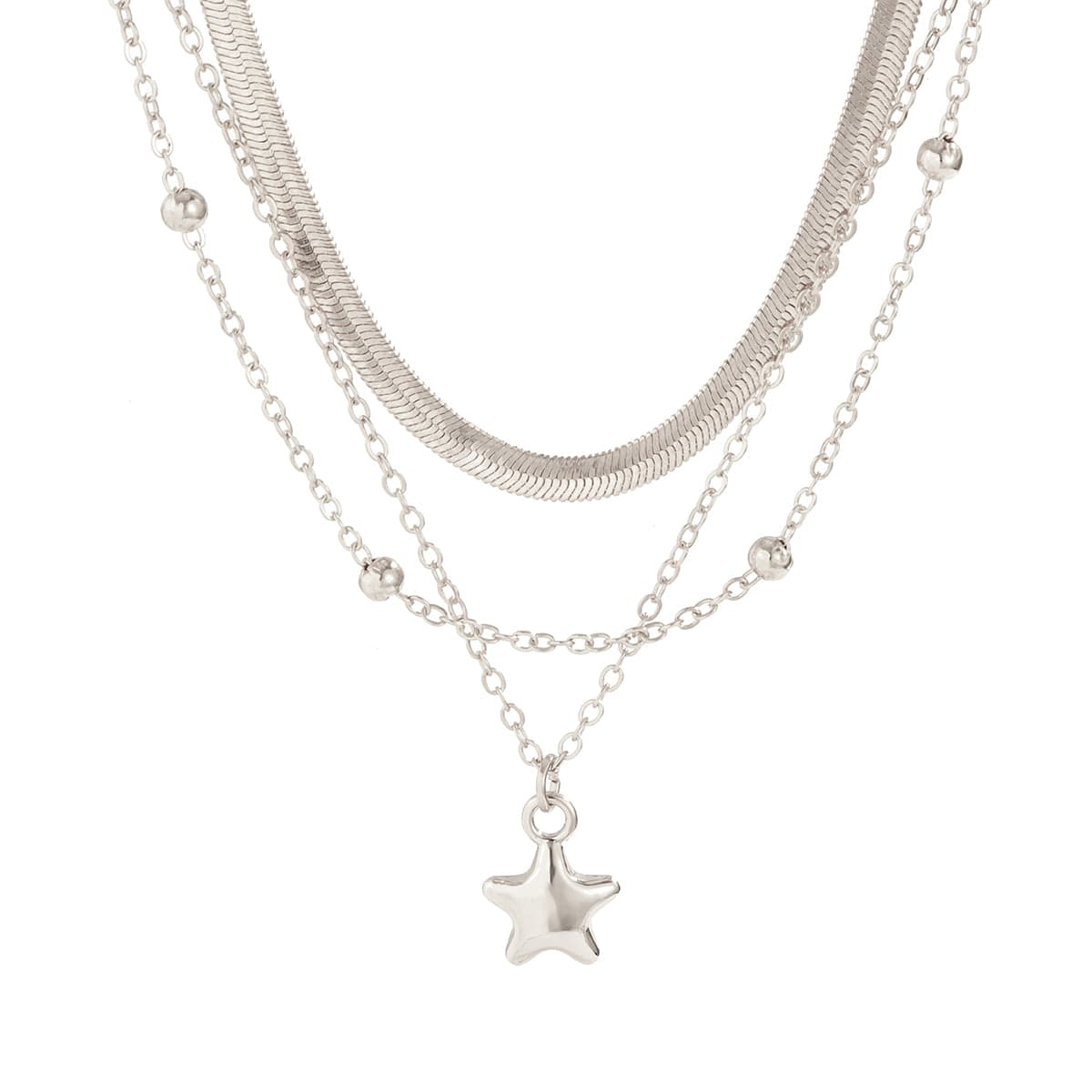 Elegant Layered Star Pendant Snake Chain Necklace Set - ArtGalleryZen