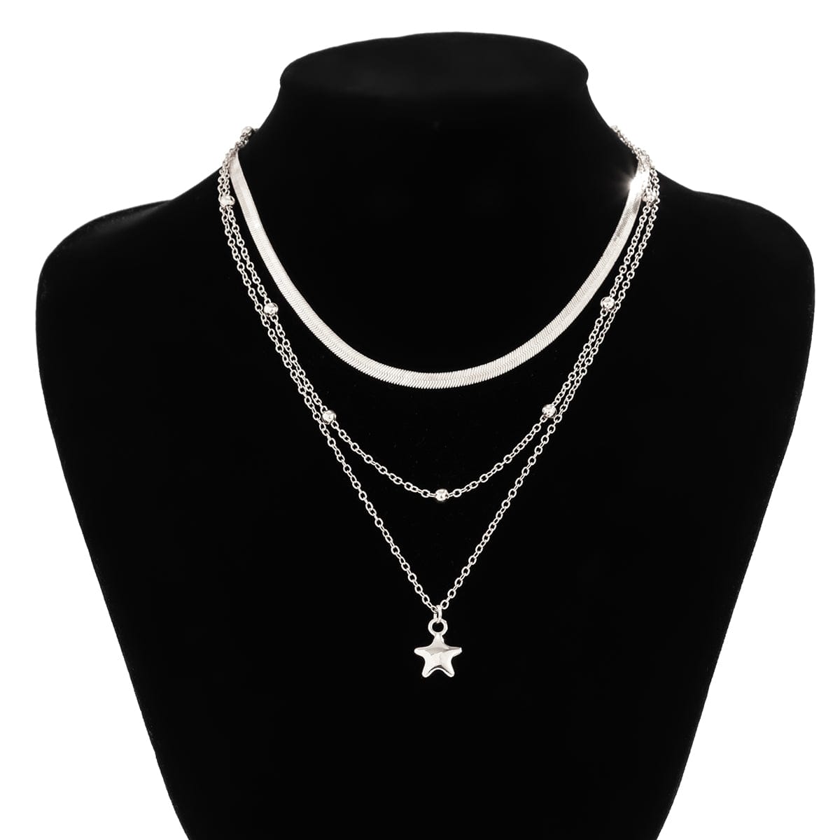 Elegant Layered Star Pendant Snake Chain Necklace Set - ArtGalleryZen