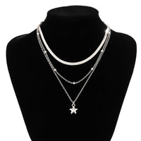 Thumbnail for Elegant Layered Star Pendant Snake Chain Necklace Set - ArtGalleryZen