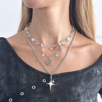 Thumbnail for Elegant Layered Star Spiral Pendant Curb Chain Necklace Set - ArtGalleryZen
