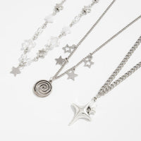 Thumbnail for Elegant Layered Star Spiral Pendant Curb Chain Necklace Set - ArtGalleryZen