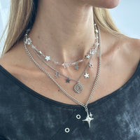Thumbnail for Elegant Layered Star Spiral Pendant Curb Chain Necklace Set - ArtGalleryZen