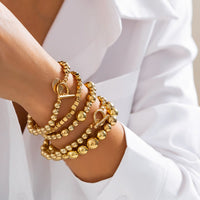 Thumbnail for Elegant Layered Toggle Clasp Round Disk Charm Ball Chain Bracelet Set