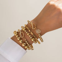 Thumbnail for Elegant Layered Toggle Clasp Round Disk Charm Ball Chain Bracelet Set