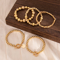 Thumbnail for Elegant Layered Toggle Clasp Round Disk Charm Ball Chain Bracelet Set