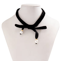 Thumbnail for Elegant Layered Velvet Bowknot Pearl Choker Necklace - ArtGalleryZen