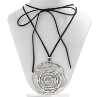 Thumbnail for Elegant Layered Velvet Rose Pendant Choker Necklace - ArtGalleryZen