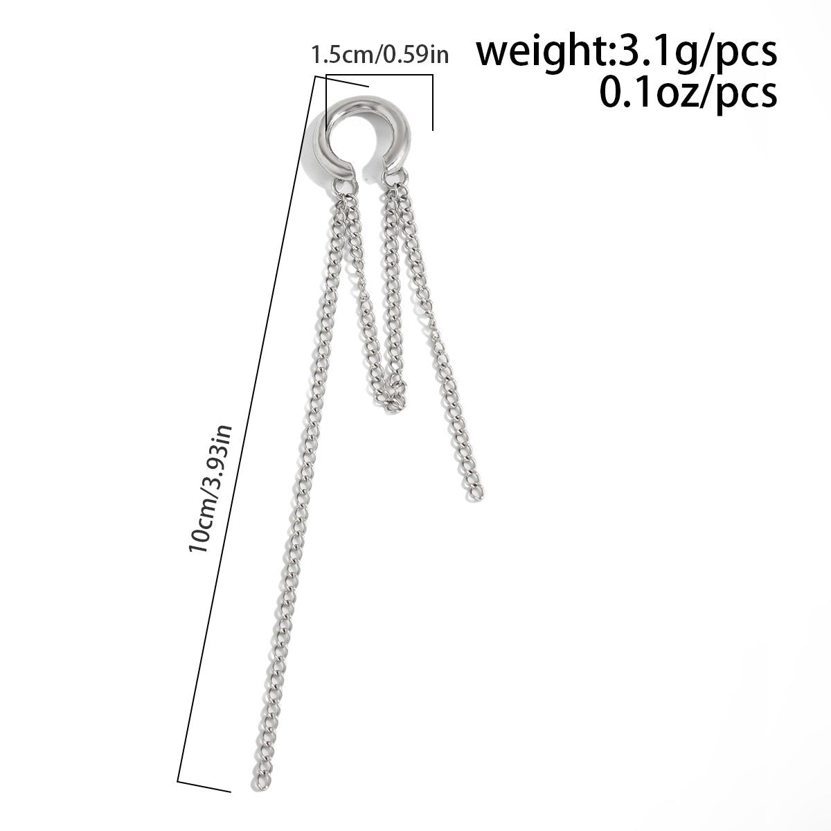 Elegant Long Chain Tassel Ear Cuff Earring - ArtGalleryZen