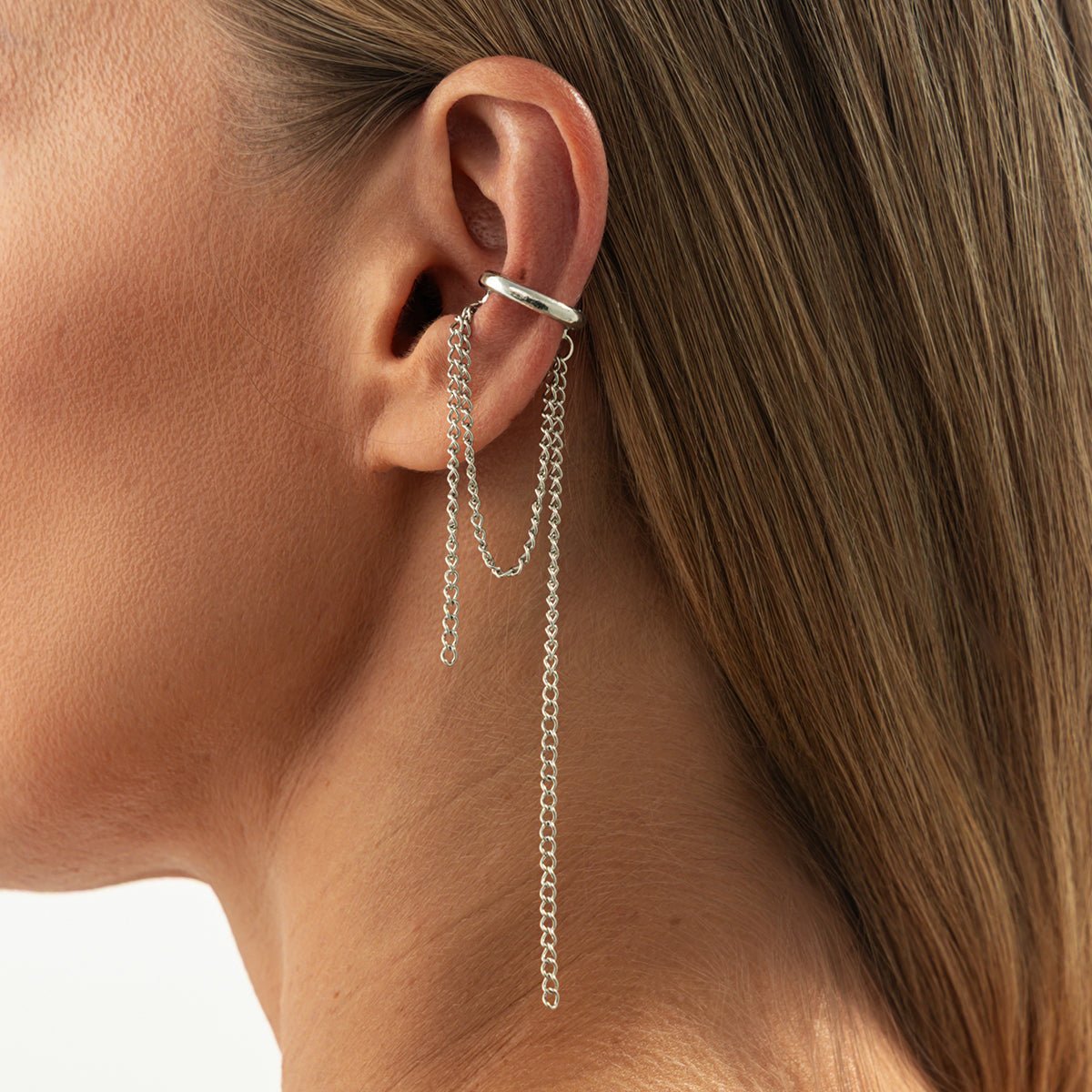 Elegant Long Chain Tassel Ear Cuff Earring - ArtGalleryZen