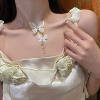 Thumbnail for Elegant Meshed Butterfly Chain Necklace - ArtGalleryZen