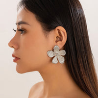 Thumbnail for Elegant Metallic Textured Flower Earrings