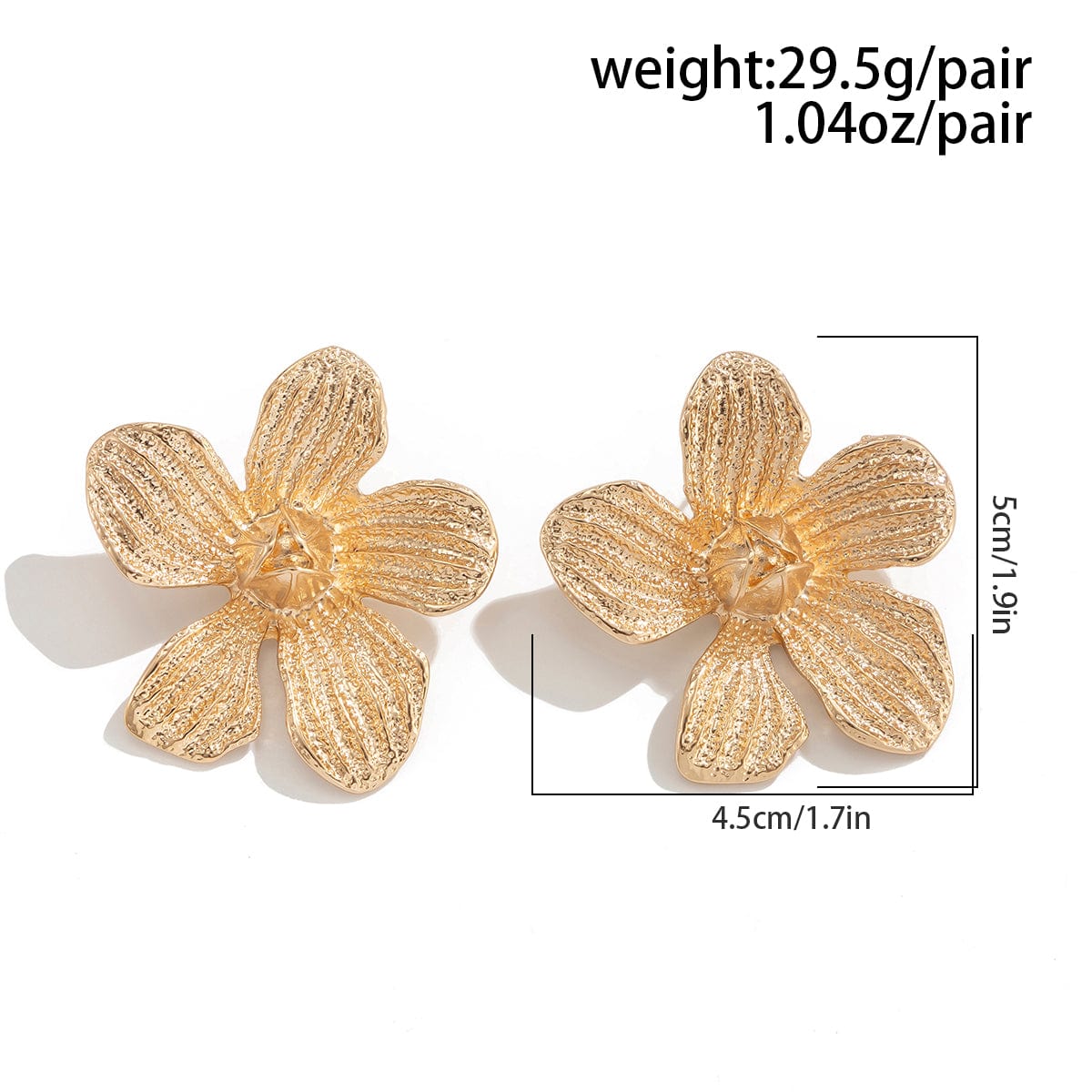 Elegant Metallic Textured Flower Earrings