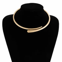 Thumbnail for Elegant Minimalist Gold Silver Tone Open Collar Necklace - ArtGalleryZen