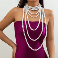 Thumbnail for Elegant Multi-Layered Long Pearl Chain Necklace Set - ArtGalleryZen