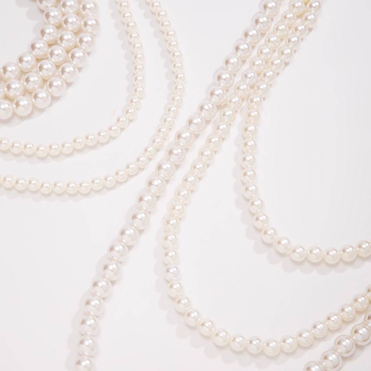 Elegant Multi-Layered Long Pearl Chain Necklace Set - ArtGalleryZen