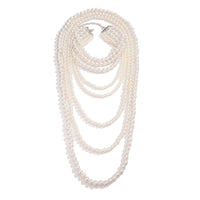 Thumbnail for Elegant Multi-Layered Long Pearl Chain Necklace Set - ArtGalleryZen