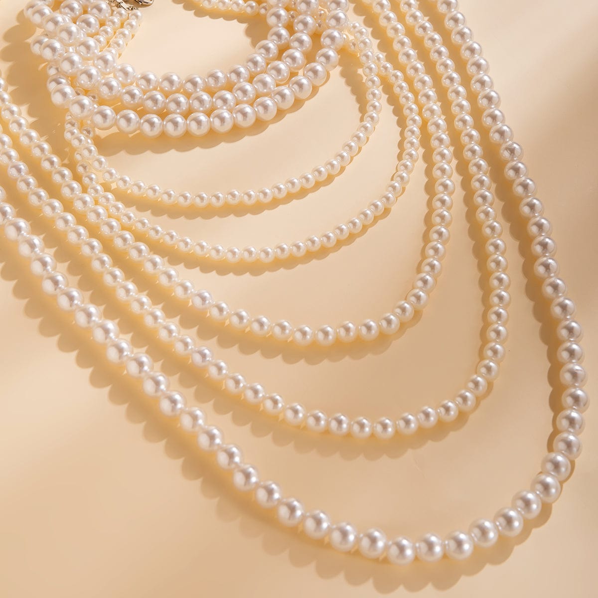 Elegant Multi-Layered Long Pearl Chain Necklace Set - ArtGalleryZen