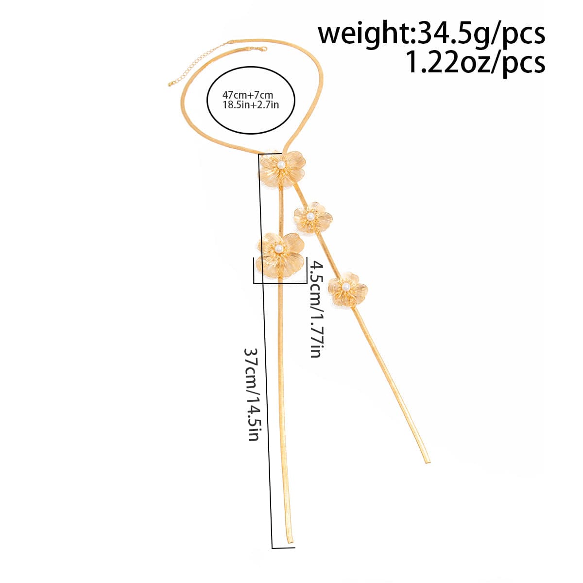 Elegant Pearl Flower Charm Snake Chain Y Necklace - ArtGalleryZen