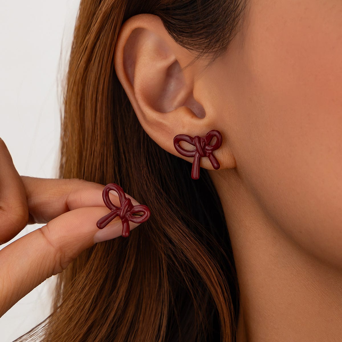 Elegant Red Enamel Bowknot Earrings - ArtGalleryZen