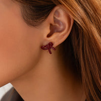 Thumbnail for Elegant Red Enamel Bowknot Earrings - ArtGalleryZen