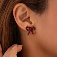 Thumbnail for Elegant Red Enamel Bowknot Earrings - ArtGalleryZen
