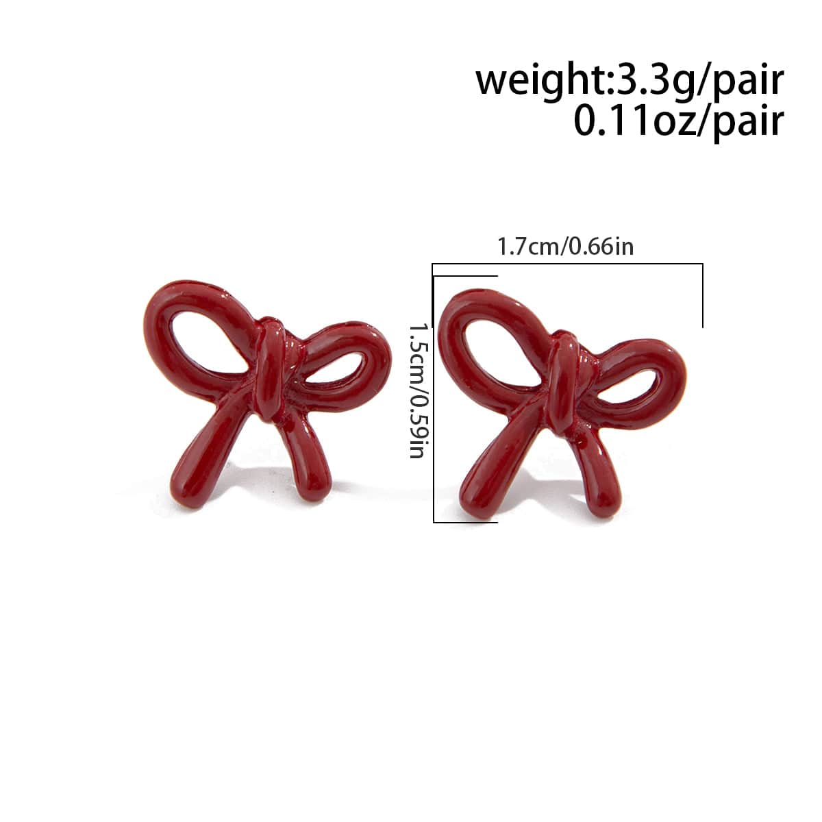 Elegant Red Enamel Bowknot Earrings - ArtGalleryZen