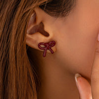 Thumbnail for Elegant Red Enamel Bowknot Earrings